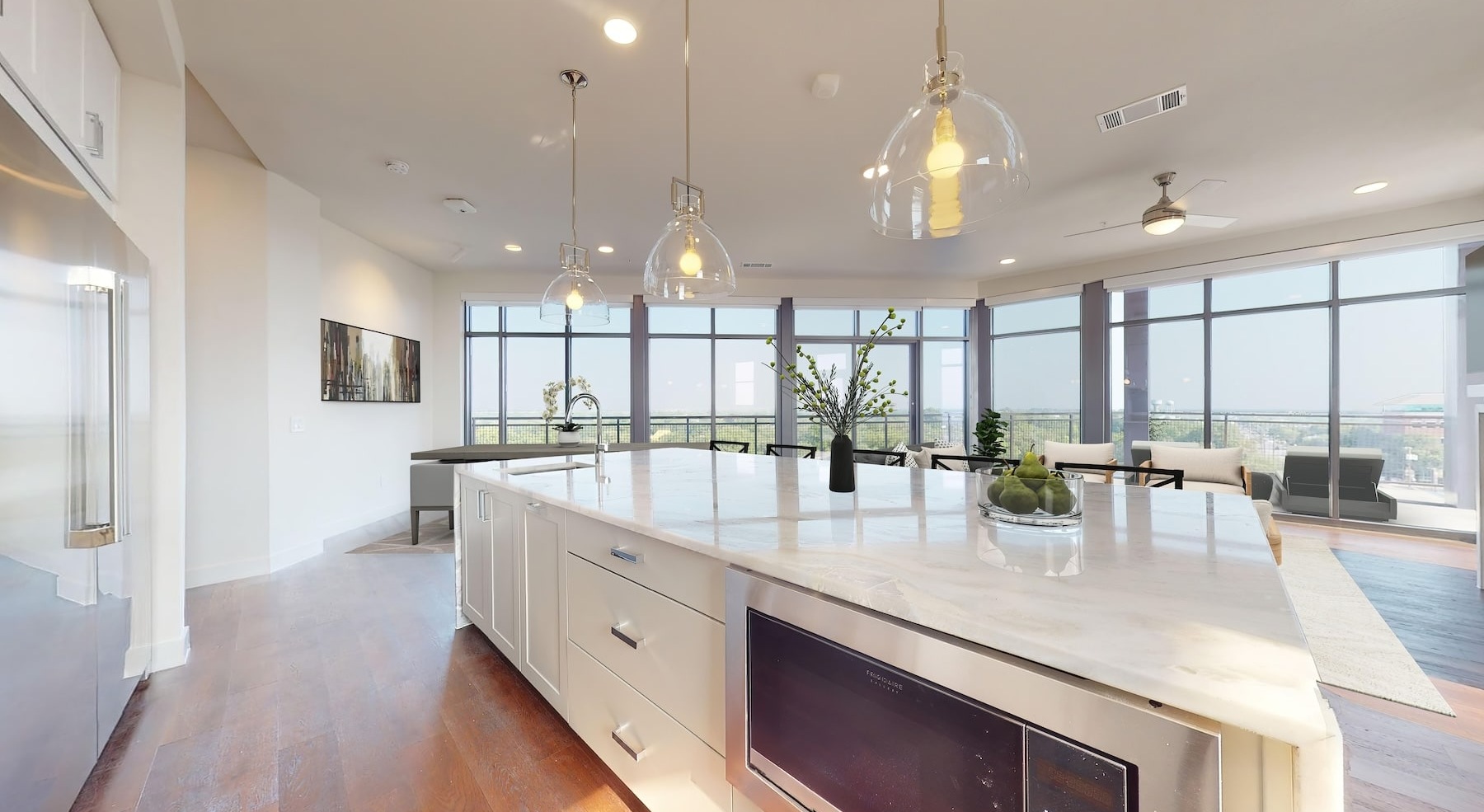 kitchen with modern fixtures and appliances