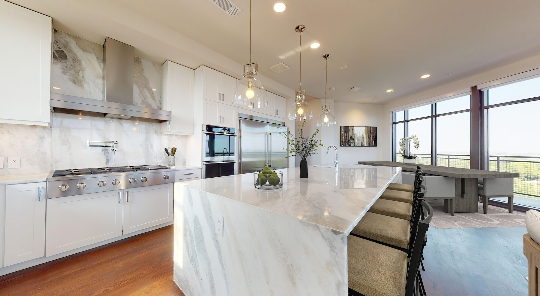 kitchen with modern fixtures and appliances