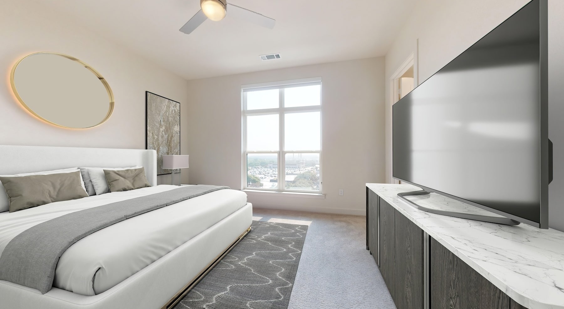 bedroom with room for a TV