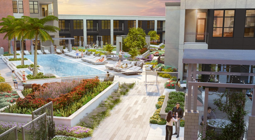Rendering of the pool and sundeck